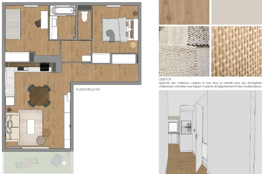 Vue d'ensemble plan et matériaux