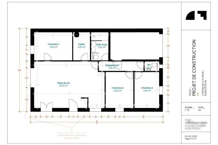 Plan cloisons côté